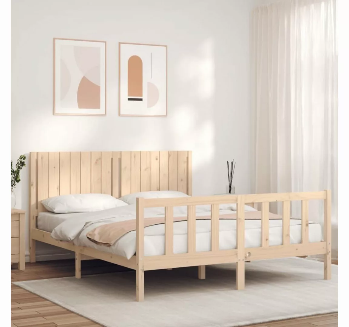 furnicato Bett Massivholzbett mit Kopfteil 160x200 cm günstig online kaufen
