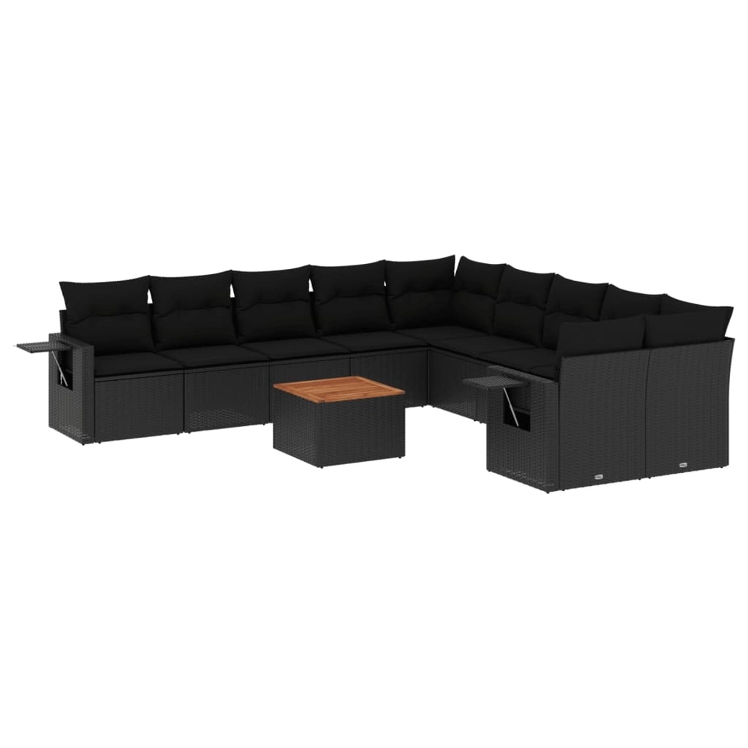 vidaXL 11-Tlg Garten-Sofagarnitur mit Kissen Schwarz Poly Rattan 3257084 günstig online kaufen