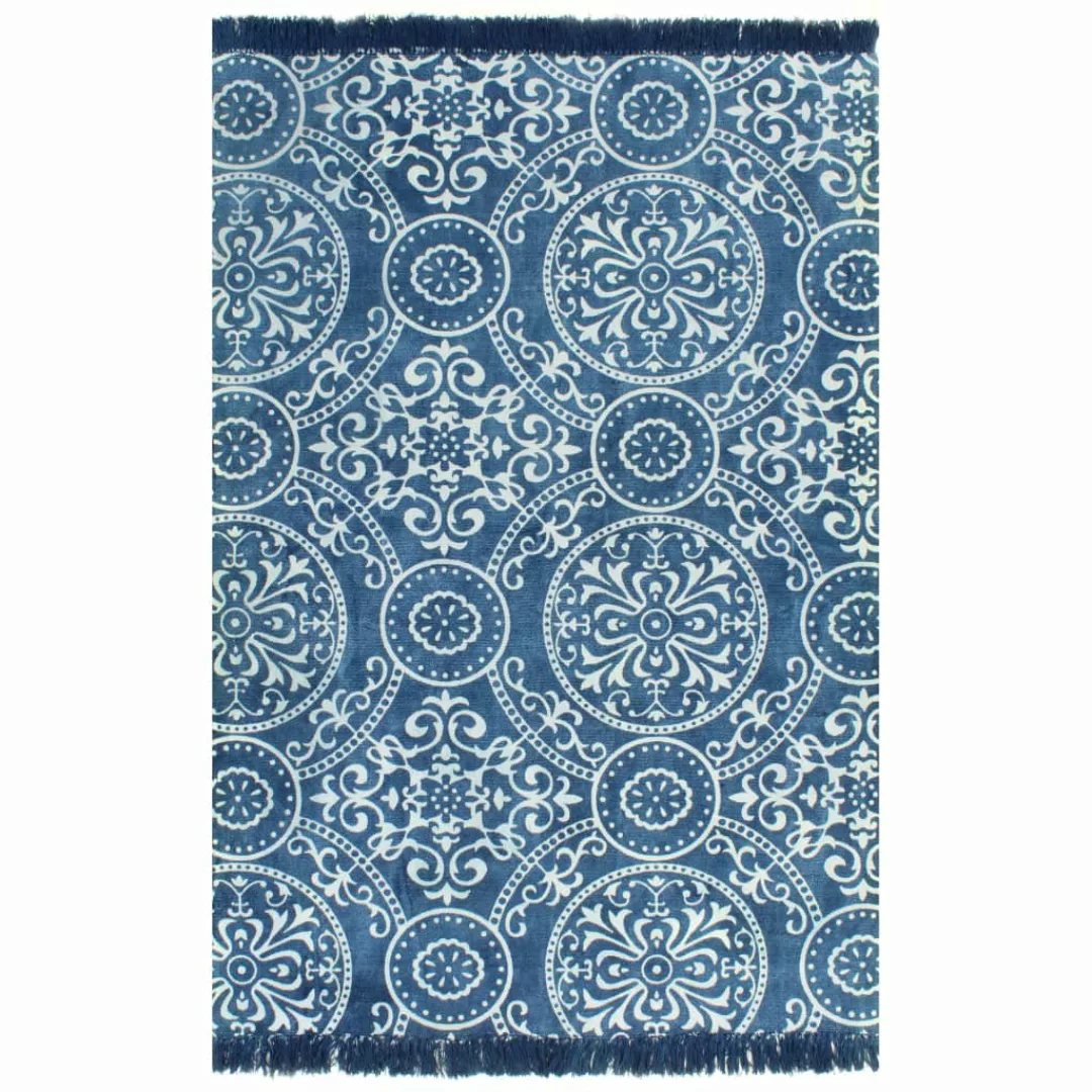 Kelim-teppich Baumwolle 120x180 Cm Mit Muster Blau günstig online kaufen