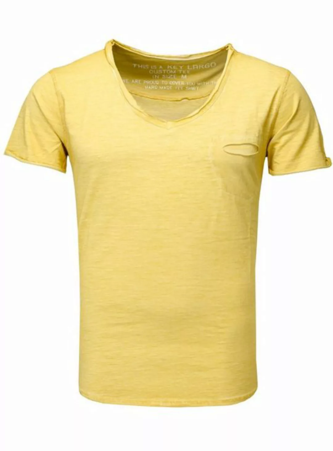 Key Largo T-Shirt Soda vintage Look uni Basic T00619 V-Ausschnitt unifarben günstig online kaufen