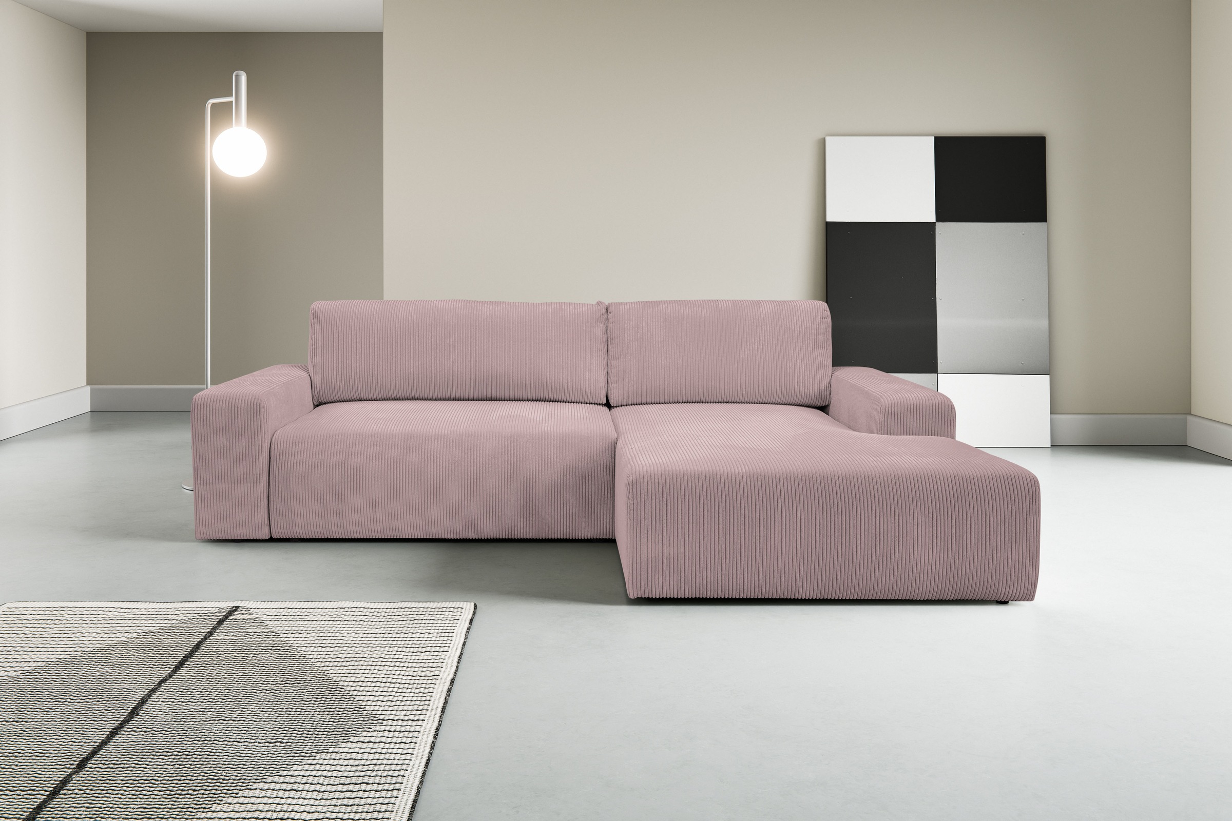 WERK2 Ecksofa »Rotterdam-L, kuschelweicher Cord oder Breitcord, L-Form, Bre günstig online kaufen