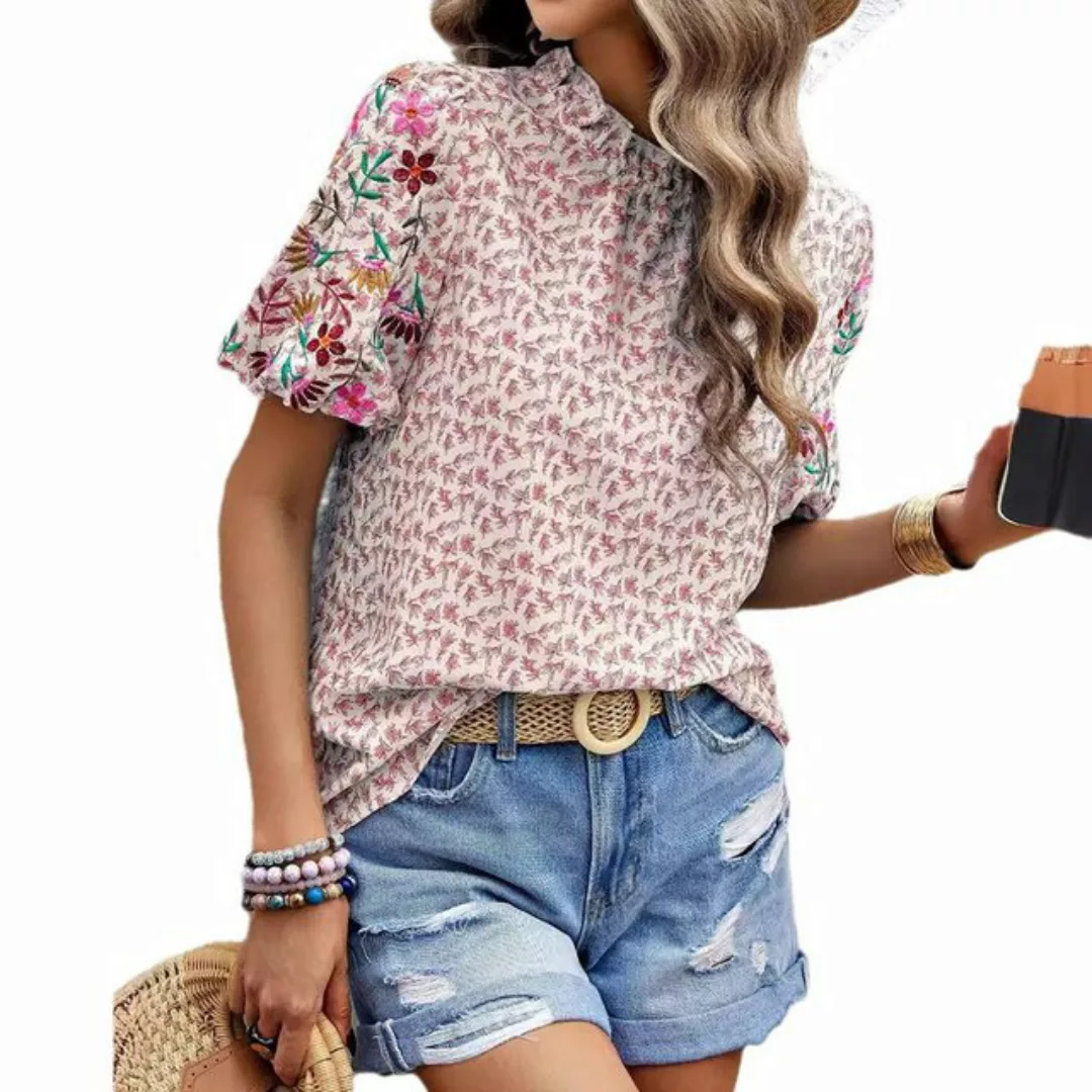 CHENIN T-Shirt Damen Summer Boho Top Folk Stickerei Hippie Top Bestickte ku günstig online kaufen