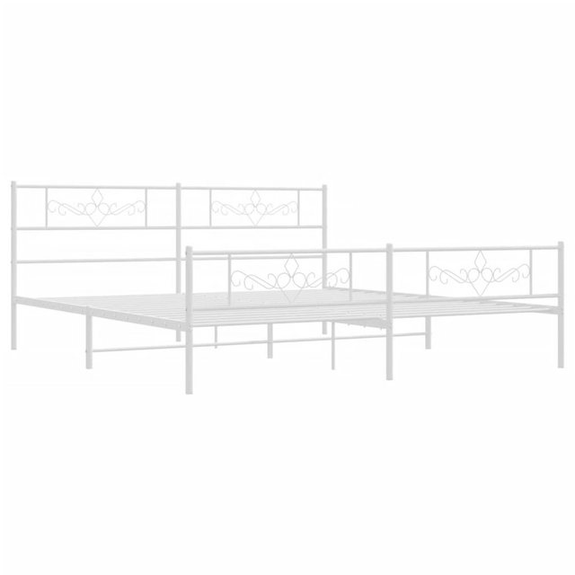 vidaXL Bett Bettgestell mit Kopf- und Fußteil Metall Weiß 193x203 cm günstig online kaufen