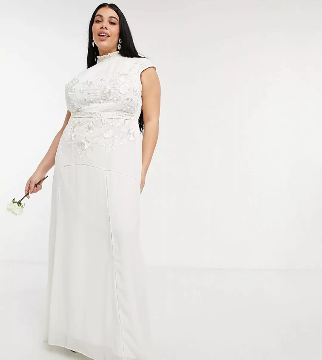 Hope & Ivy Plus – Bridal – Maxikleid mit floraler Perlenstickerei und Rücke günstig online kaufen