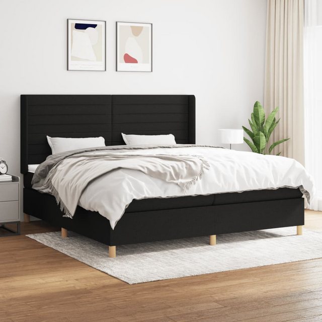 vidaXL Bettgestell Boxspringbett mit Matratze Schwarz 200x200 cm Stoff Bett günstig online kaufen