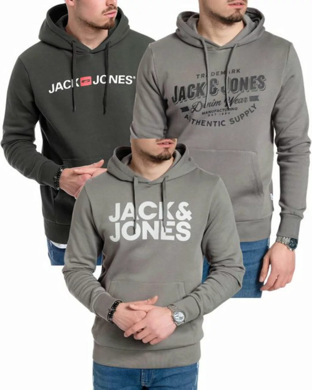 Jack & Jones Kapuzensweatshirt modische Hoodies mit Logoprint (Spar-Set, 3e günstig online kaufen