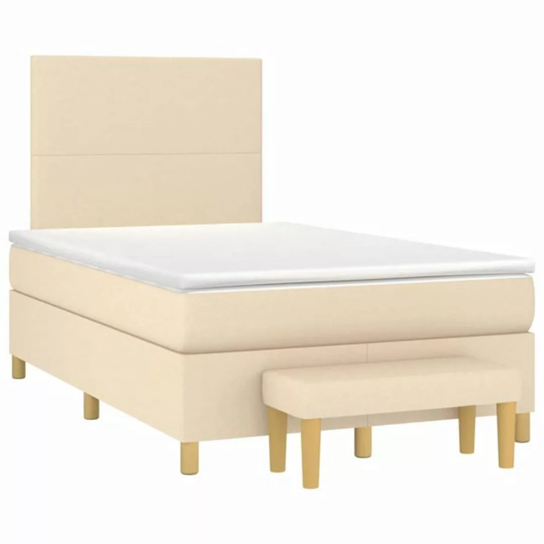 vidaXL Bett Boxspringbett mit Matratze Creme 120x190 cm Stoff günstig online kaufen