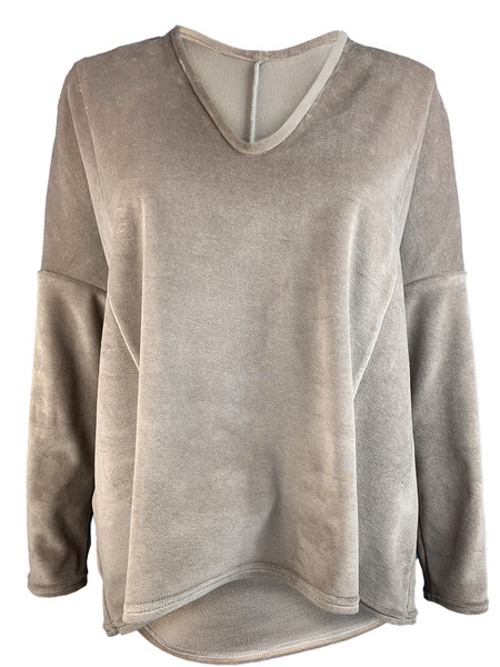 Boxy Sweater Nicki Samt Beige günstig online kaufen