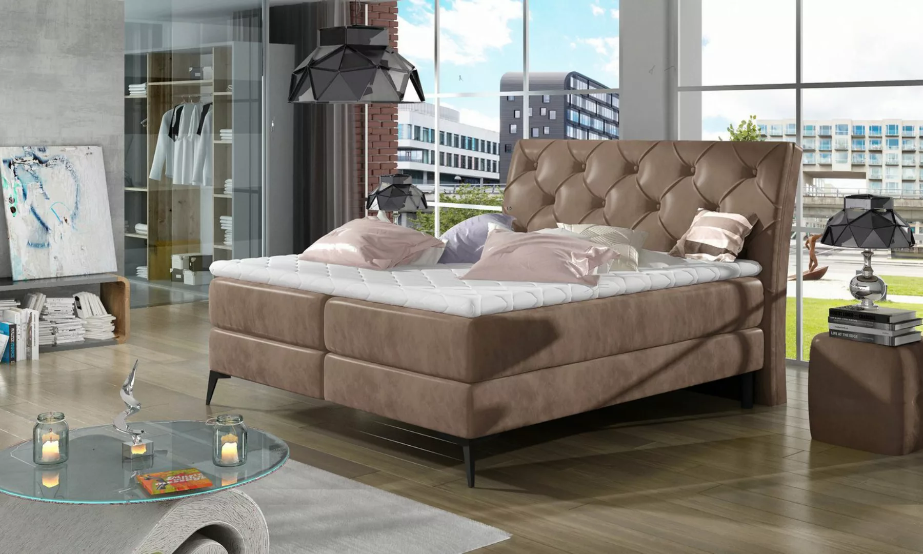 ALTDECOR Boxspringbett IZARA (H3 Matratze Bonellfederung, Topper, Kopfteil, günstig online kaufen