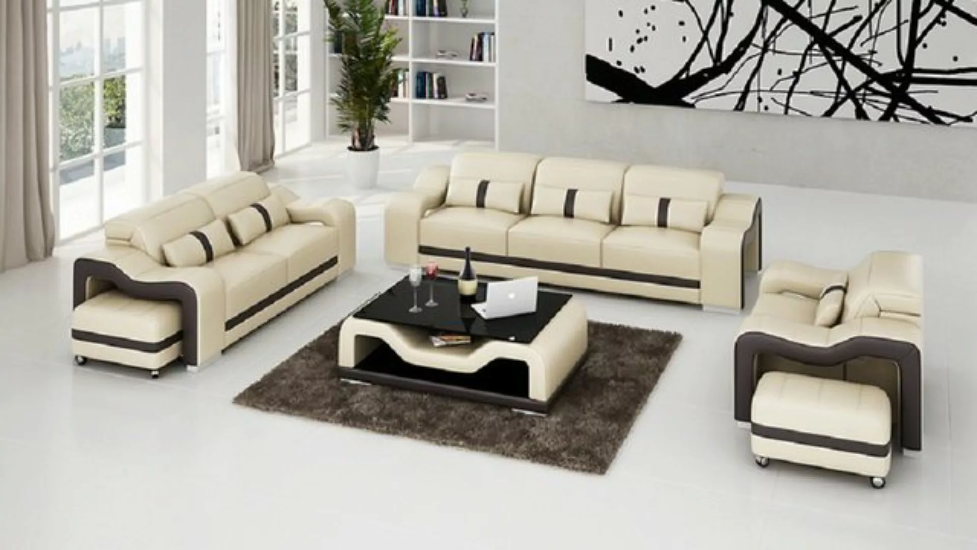 JVmoebel Sofa 3+2+1 Sitzer Set Design Sofas Polster Couchen Leder Relax, Ma günstig online kaufen