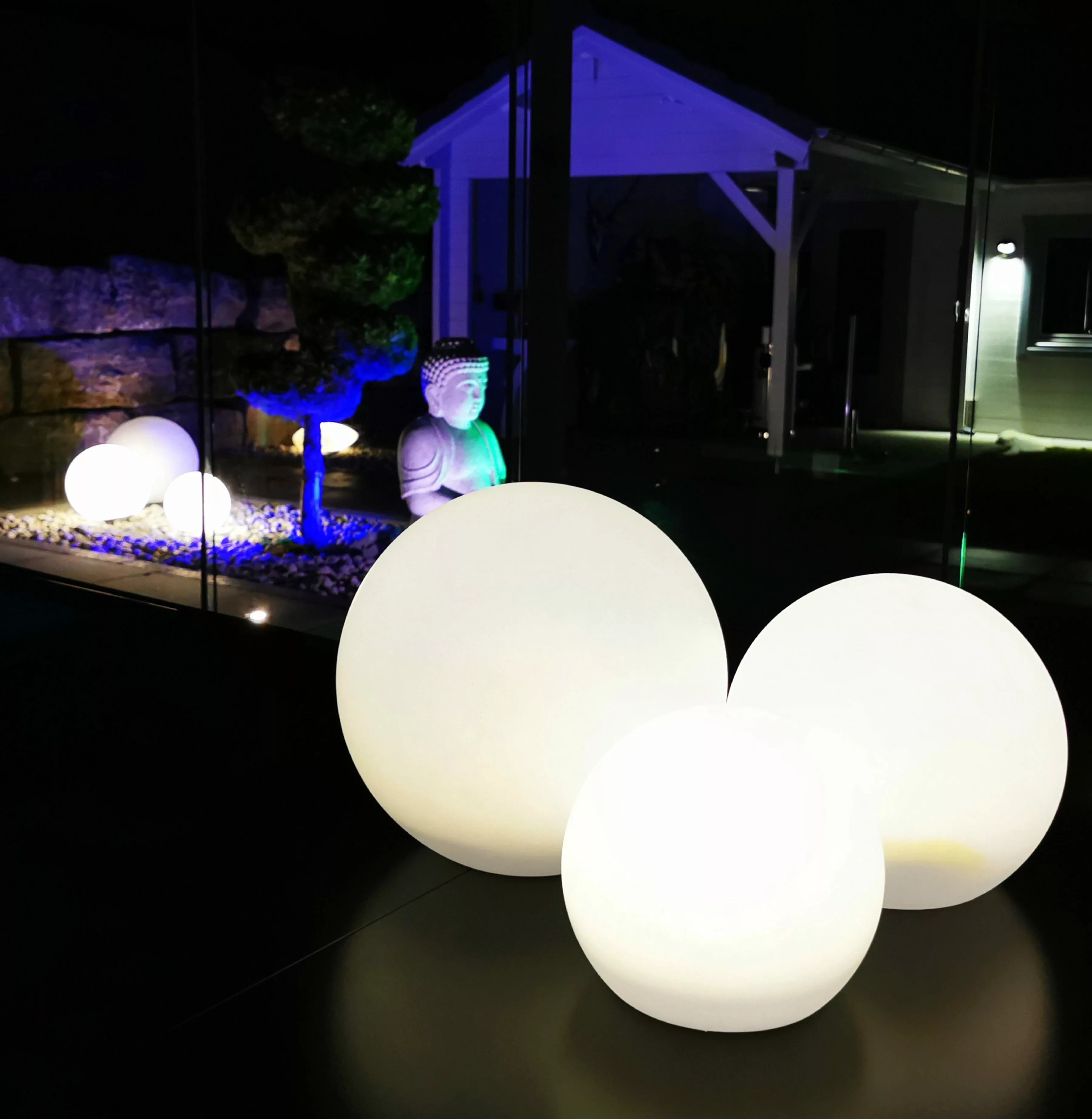 TRANGO LED Gartenleuchte, RGB Farbwechsel, 3er günstig online kaufen