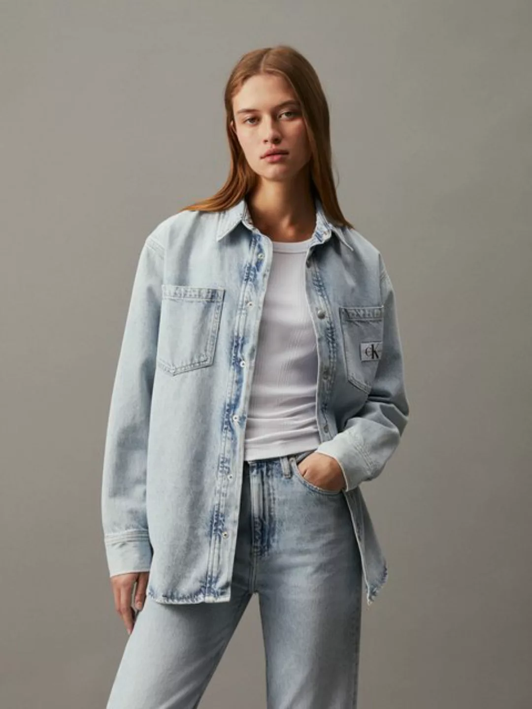Calvin Klein Jeans Jeanshemd DAD DENIM SHIRT mit Logopatch günstig online kaufen