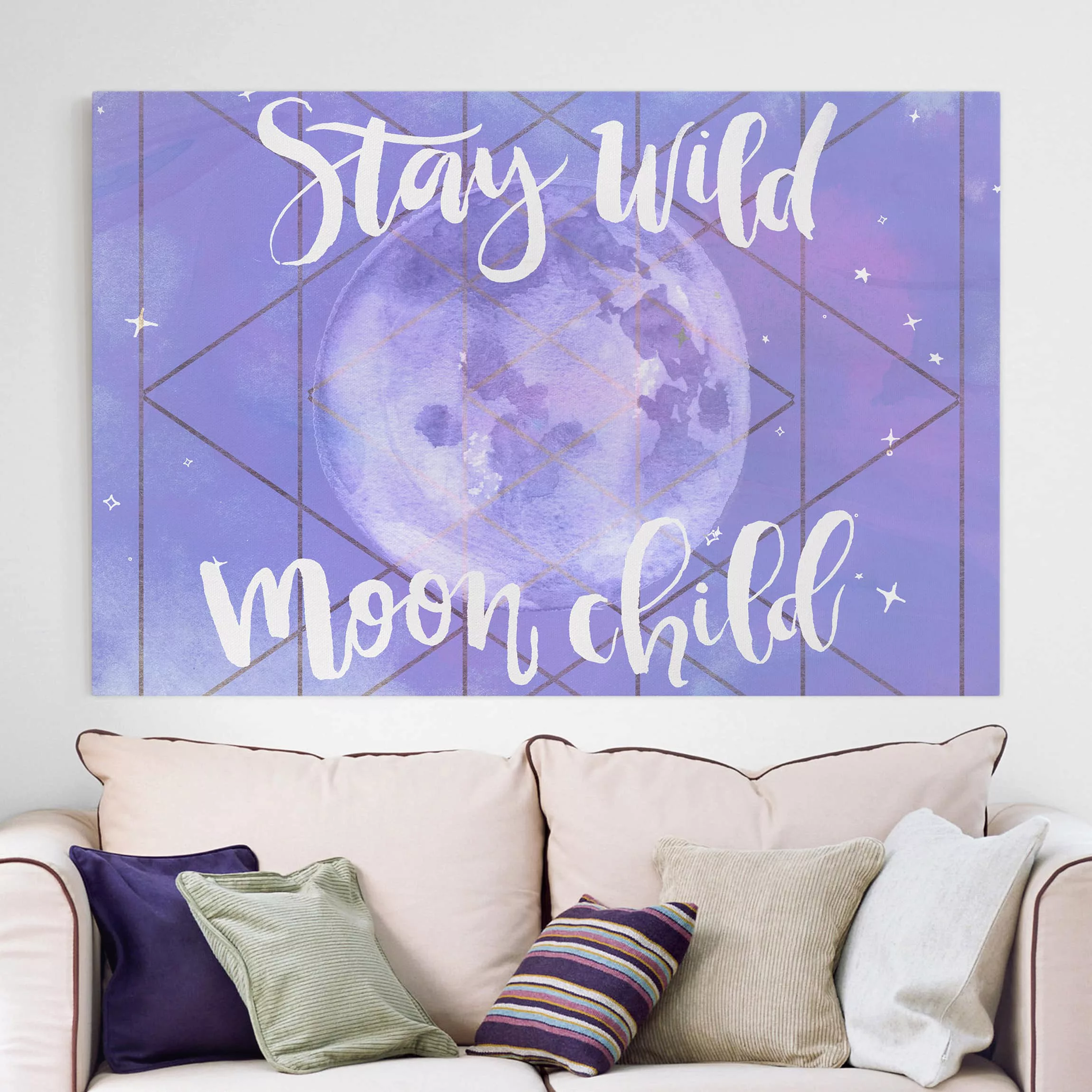 Leinwandbild Spruch - Querformat Mond-Kind - Stay wild günstig online kaufen