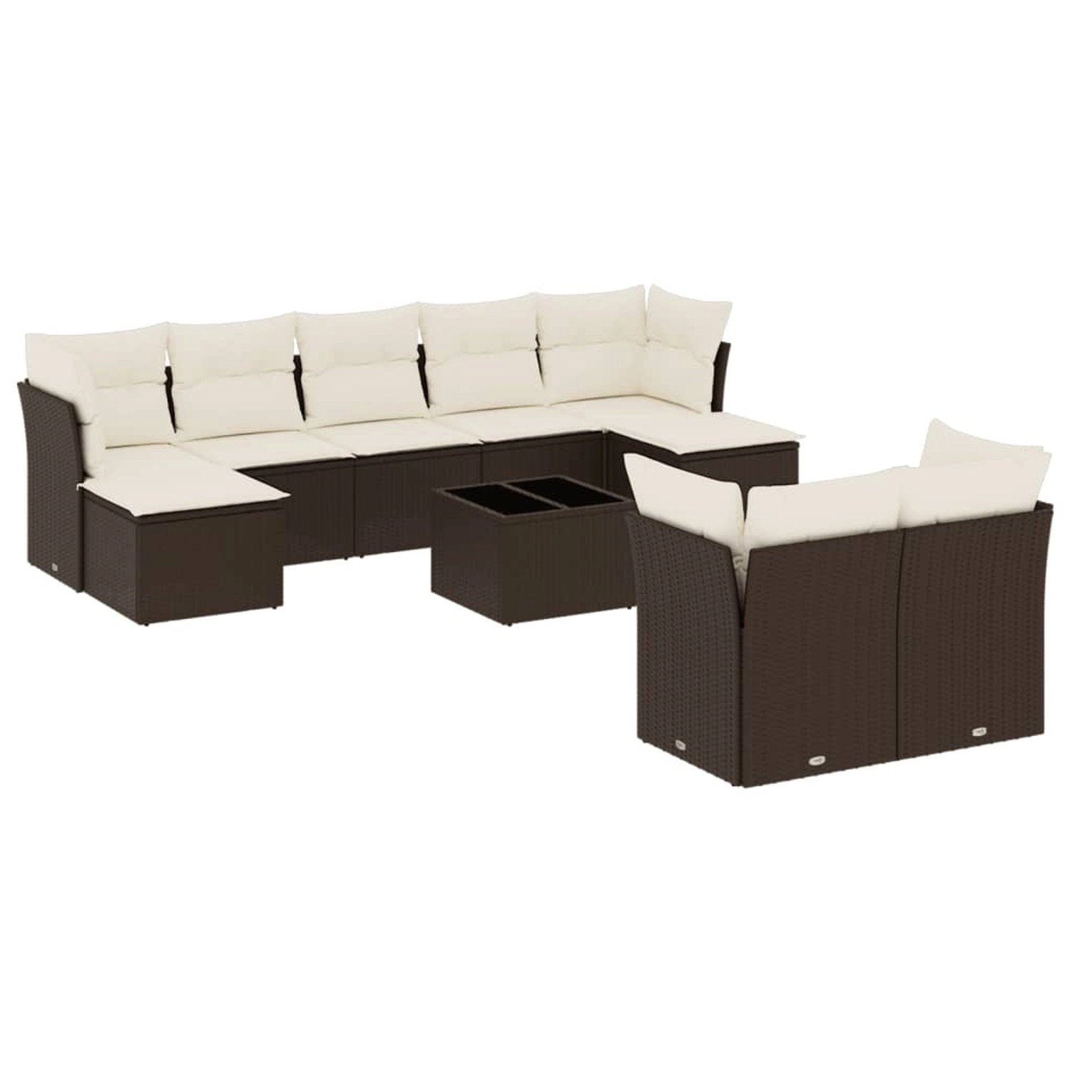 vidaXL 10-Tlg Garten-Sofagarnitur mit Kissen Braun Poly Rattan 3218323 günstig online kaufen