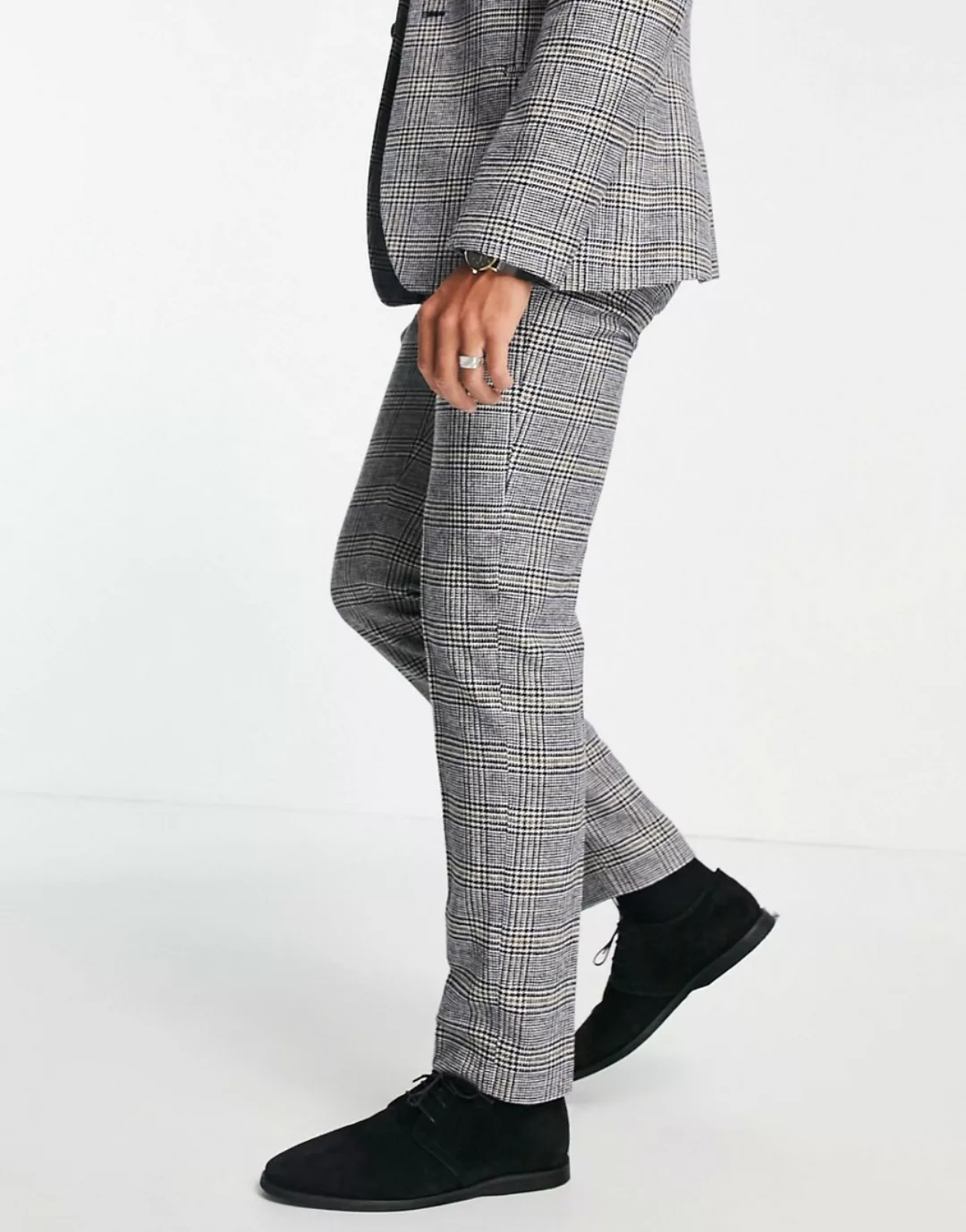 ASOS DESIGN – Schmal geschnittene Anzughose aus Wollmix mit „Prince Of Wale günstig online kaufen