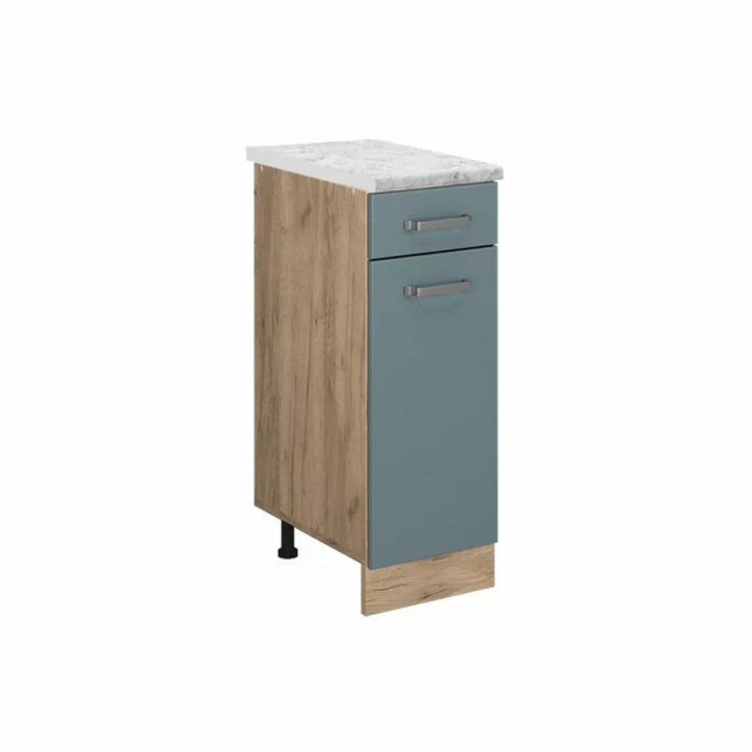 Vicco Unterschrank R-Line, Blau-Grau/Goldkraft Eiche, 30 cm AP Marmor günstig online kaufen