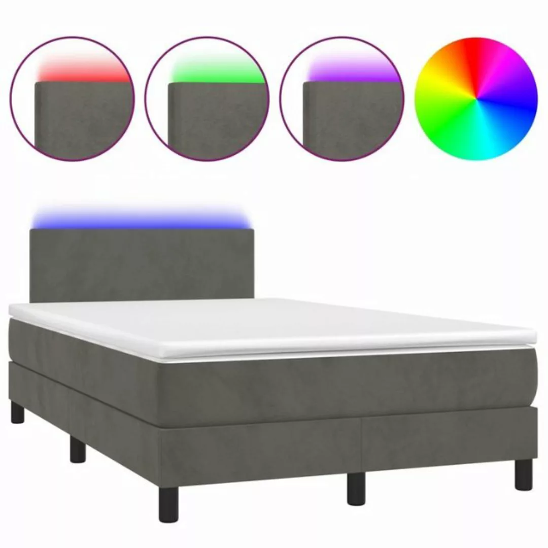 vidaXL Boxspringbett Boxspringbett mit Matratze LED Dunkelgrau 120x200 cm S günstig online kaufen