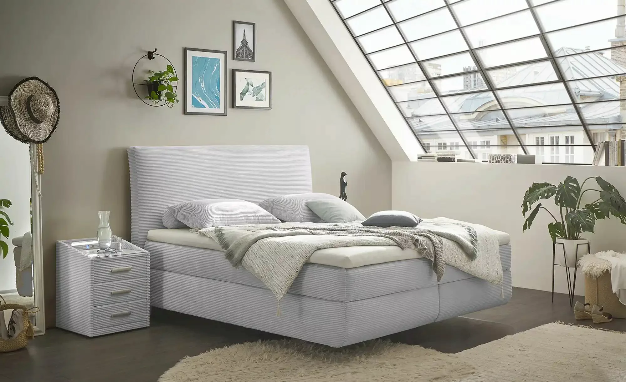 Boxspringbett  Kent ¦ grau ¦ Maße (cm): B: 185 H: 126 Betten > Boxspringbet günstig online kaufen