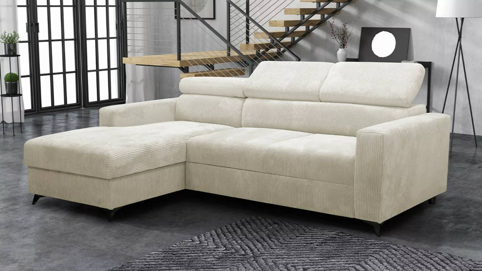 MIRJAN24 Ecksofa Milano Premium Cord, mit Bettkasten und Schlaffunktion, Ei günstig online kaufen