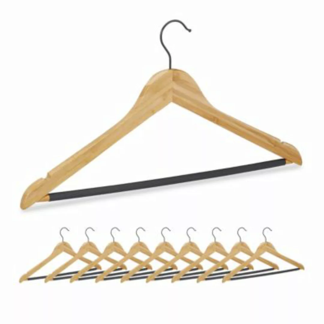 relaxdays Kleiderbügel 10er Set Bambus natur günstig online kaufen