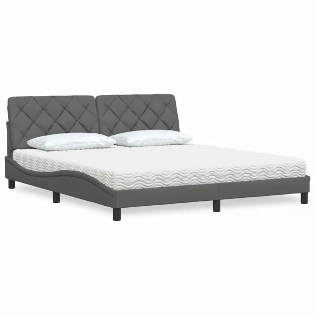 vidaXL Bett, Bett mit Matratze Dunkelgrau 180x200 cm Stoff günstig online kaufen