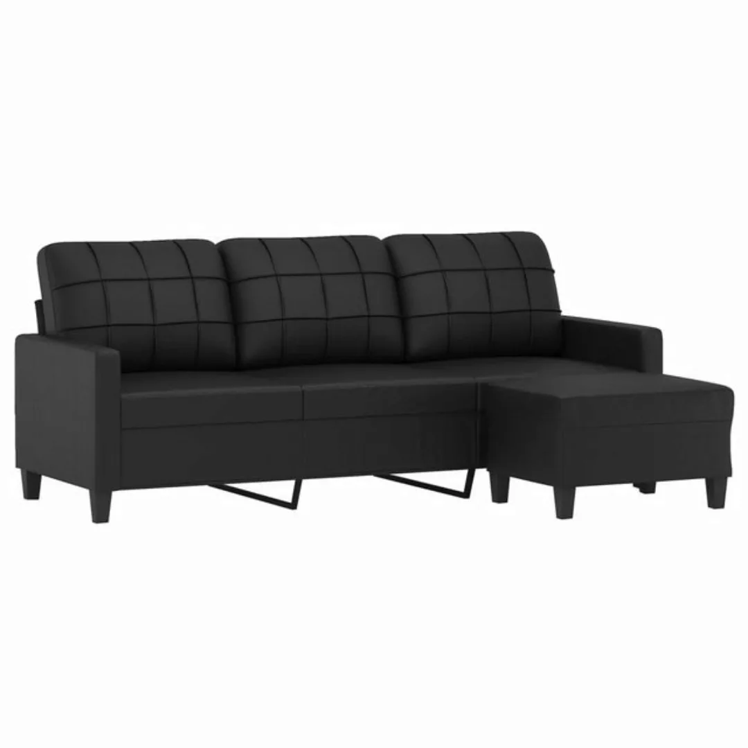 vidaXL Sofa 3-Sitzer-Sofa mit Hocker Schwarz 180 cm Kunstleder günstig online kaufen