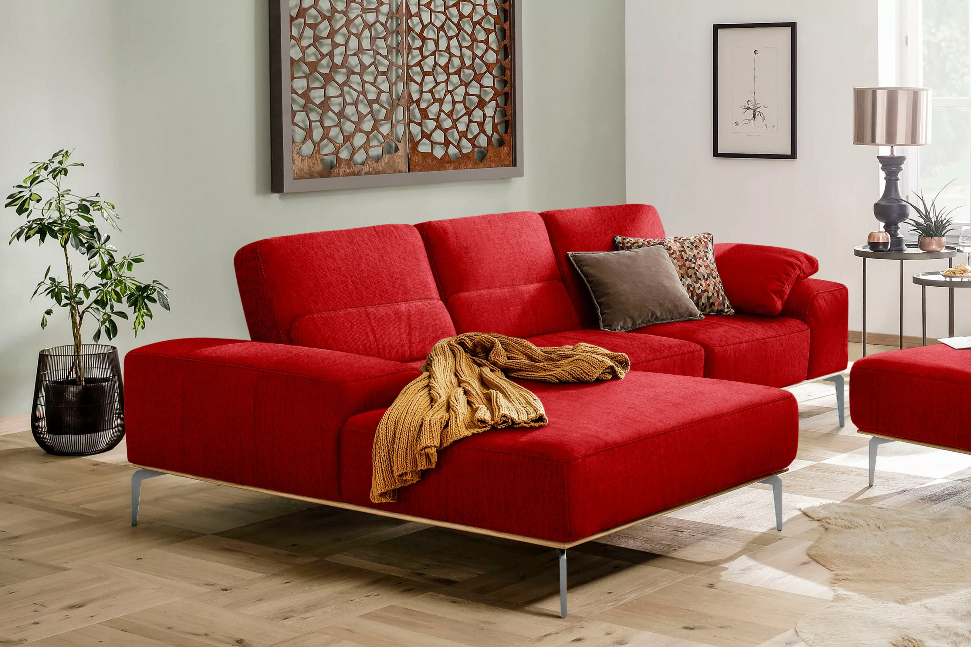 W.SCHILLIG Ecksofa »run«, mit elegantem Holzsockel, Füße in Chrom glänzend, günstig online kaufen