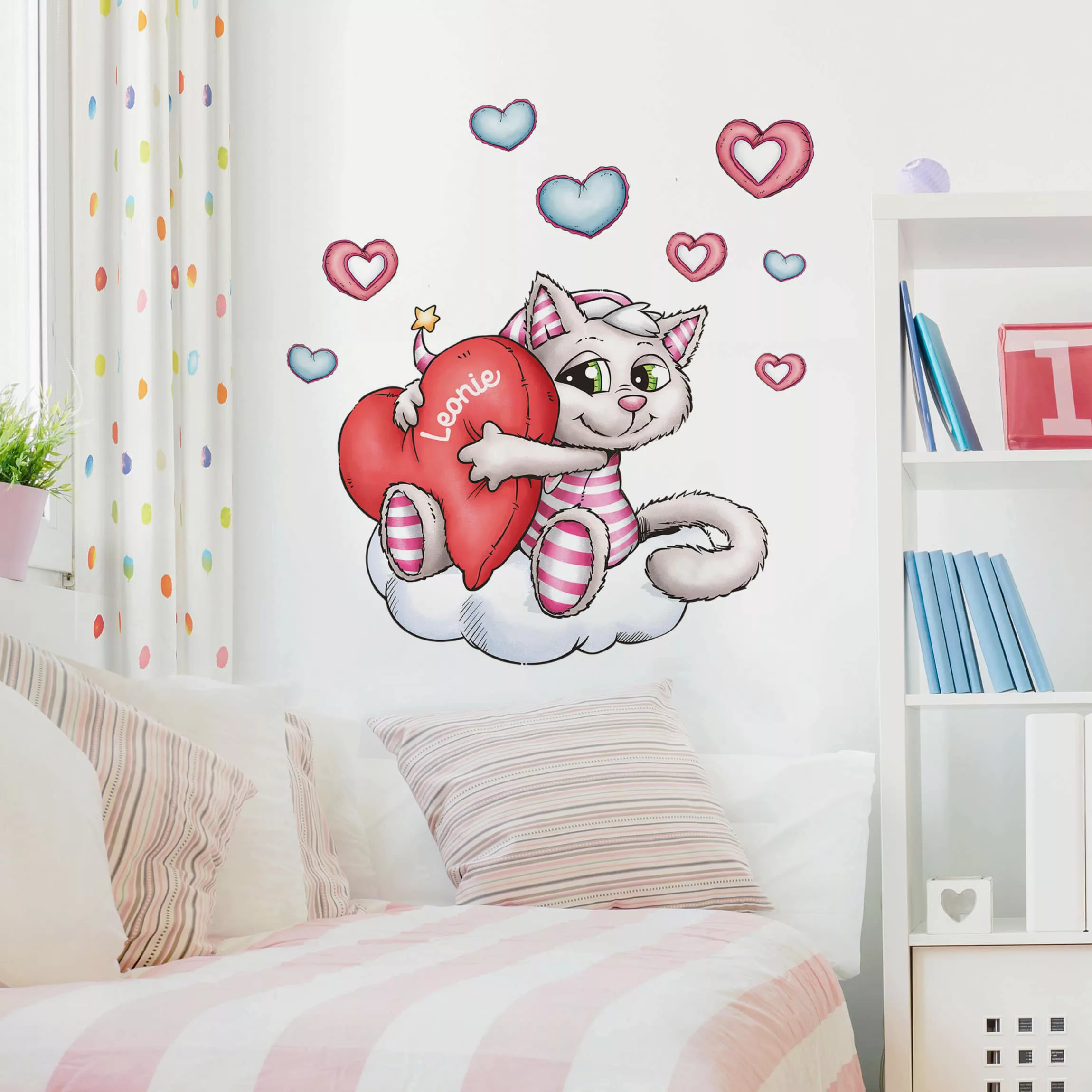 Wunschtext-Wandtattoo Kinderzimmer Schlafmützen - Katze Kimsi liebt dich günstig online kaufen