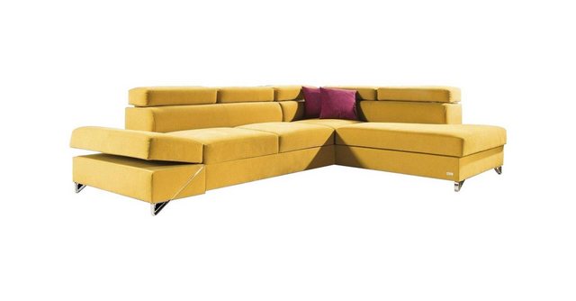 JVmoebel Ecksofa Gelbes Ecksofa Stoff L-Form Bettfunktion Couch Design Pols günstig online kaufen