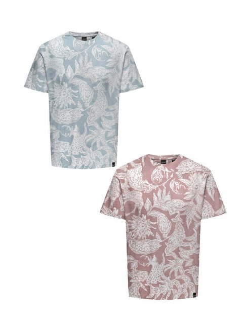 ONLY & SONS T-Shirt T-Shirt 2er-Set Rundhals Kurzarm (1-tlg) 7634 in Hellbl günstig online kaufen