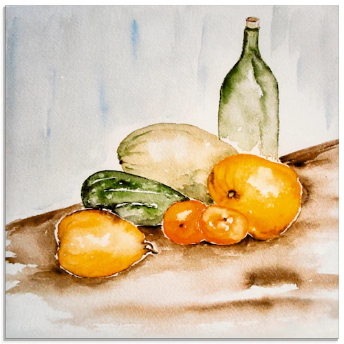 Artland Glasbild »Obst und Gemüse Aquarell«, Lebensmittel, (1 St.), in vers günstig online kaufen