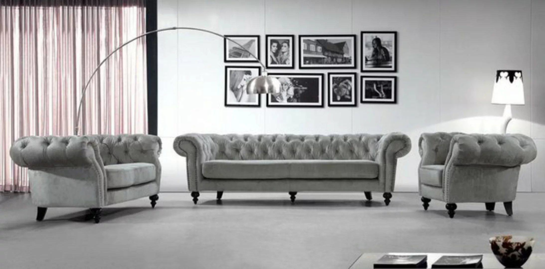 Xlmoebel Sofa Großes XXL Ledersofa Chesterfield Sofagarnitur mit Sitzpolste günstig online kaufen