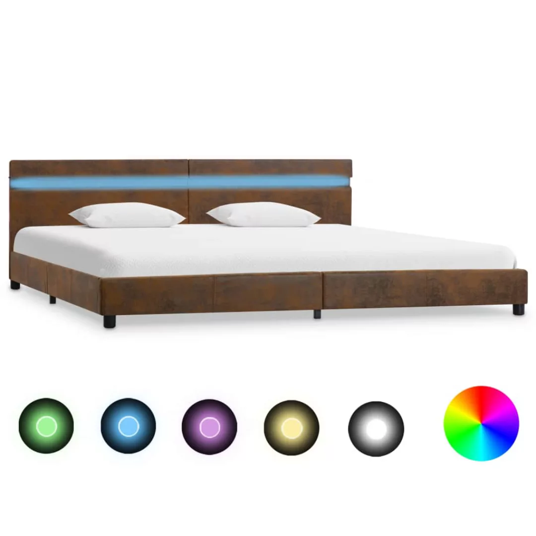 Bettgestell Mit Led Braun Stoff 180x200 Cm günstig online kaufen