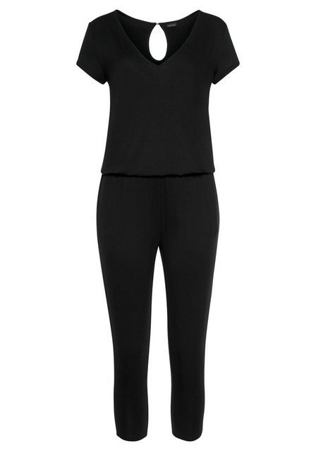 LASCANA 7/8-Overall, mit V-Ausschnitt, kurzärmliger Jumpsuit, Basic günstig online kaufen