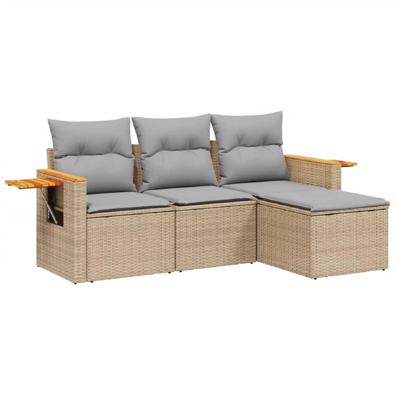 vidaXL 4-tlg Garten-Sofagarnitur mit Kissen Beige Poly Rattan Modell 73 günstig online kaufen