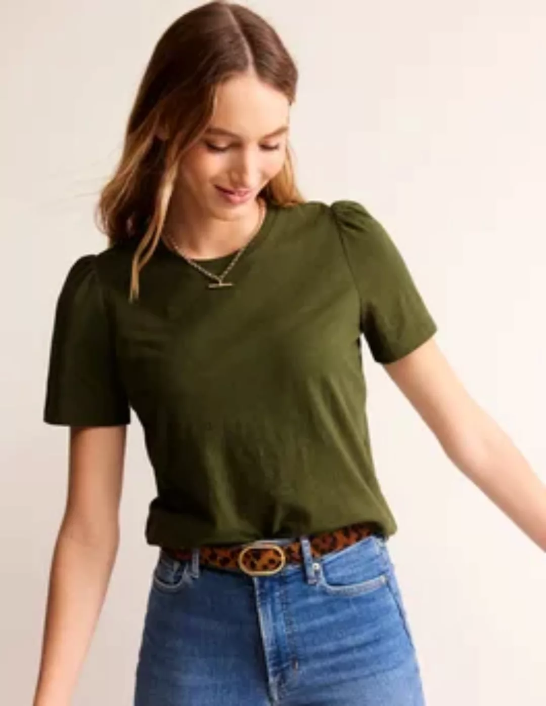T-Shirt mit Puffärmeln aus Baumwolle Damen Boden, Winter Moos günstig online kaufen
