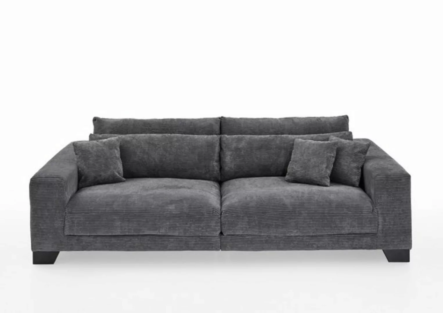 freiraum Big-Sofa Phebe, 7 Kissen, Daune, Bezug dunkelgrau - 286x90x141cm ( günstig online kaufen