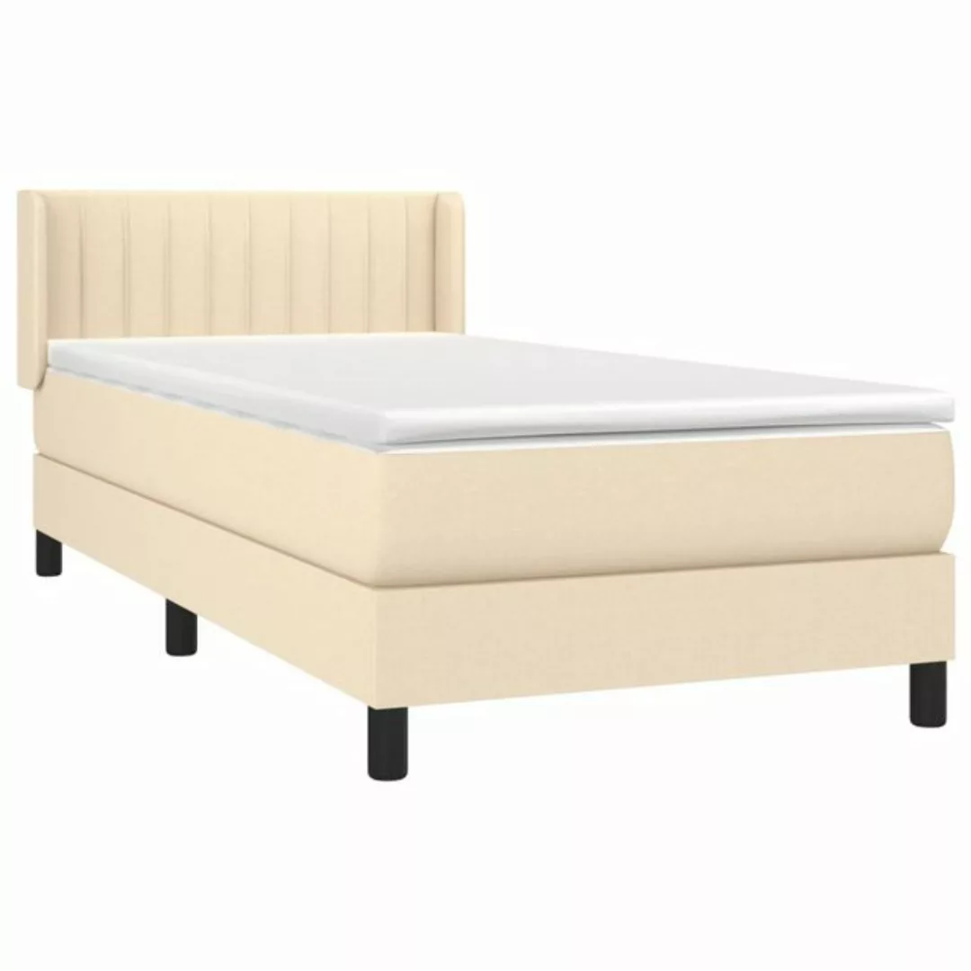 vidaXL Boxspringbett Boxspringbett mit Matratze Creme 90x200 cm Stoff Bett günstig online kaufen