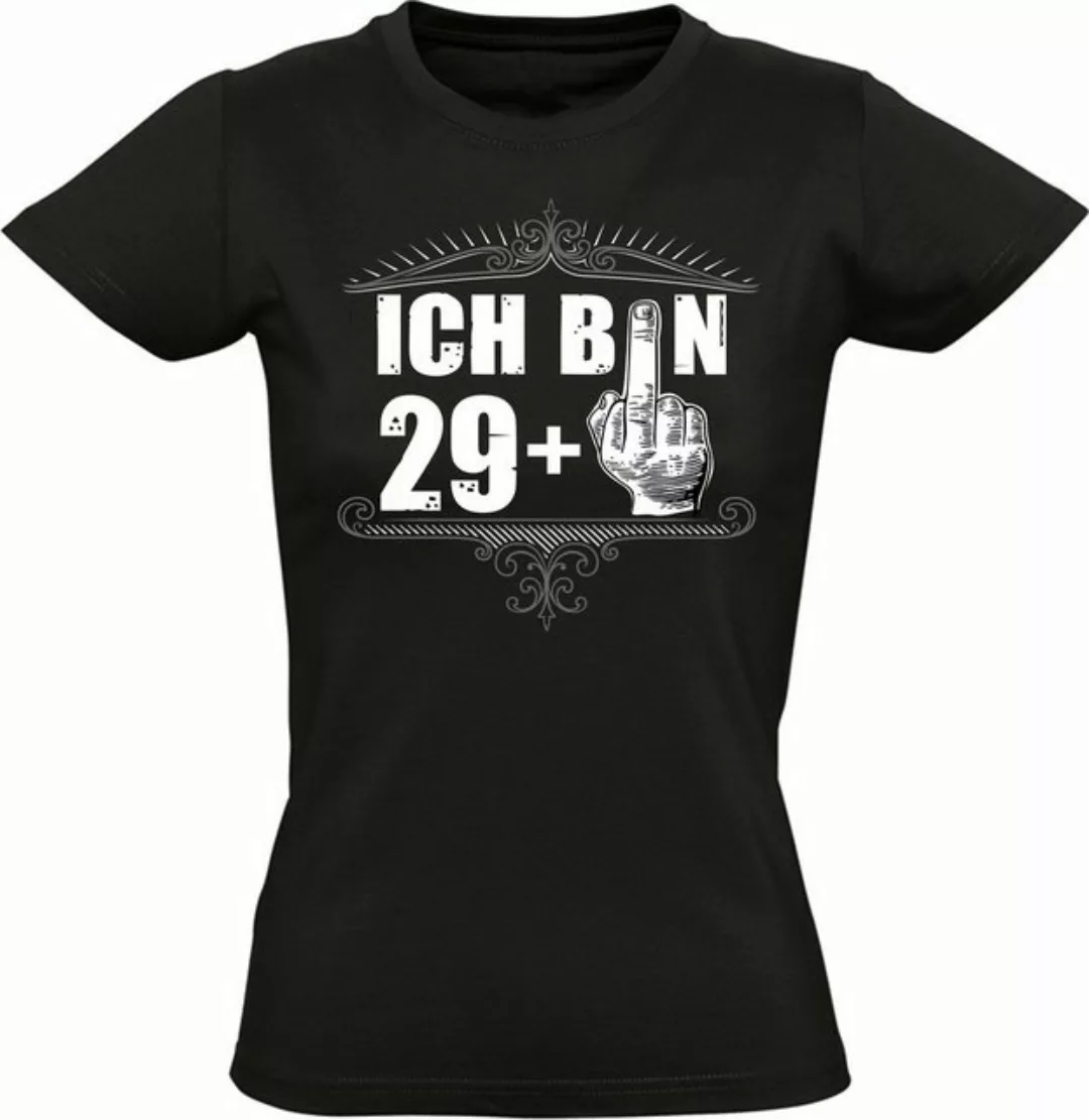 Baddery Print-Shirt Geburtstagsgeschenk für Frauen: "Ich bin 29+" - Damen 3 günstig online kaufen