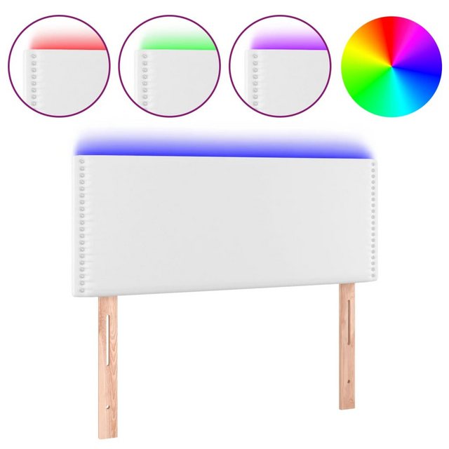 vidaXL Bett, LED Kopfteil Weiß 100x5x78/88 cm Kunstleder günstig online kaufen