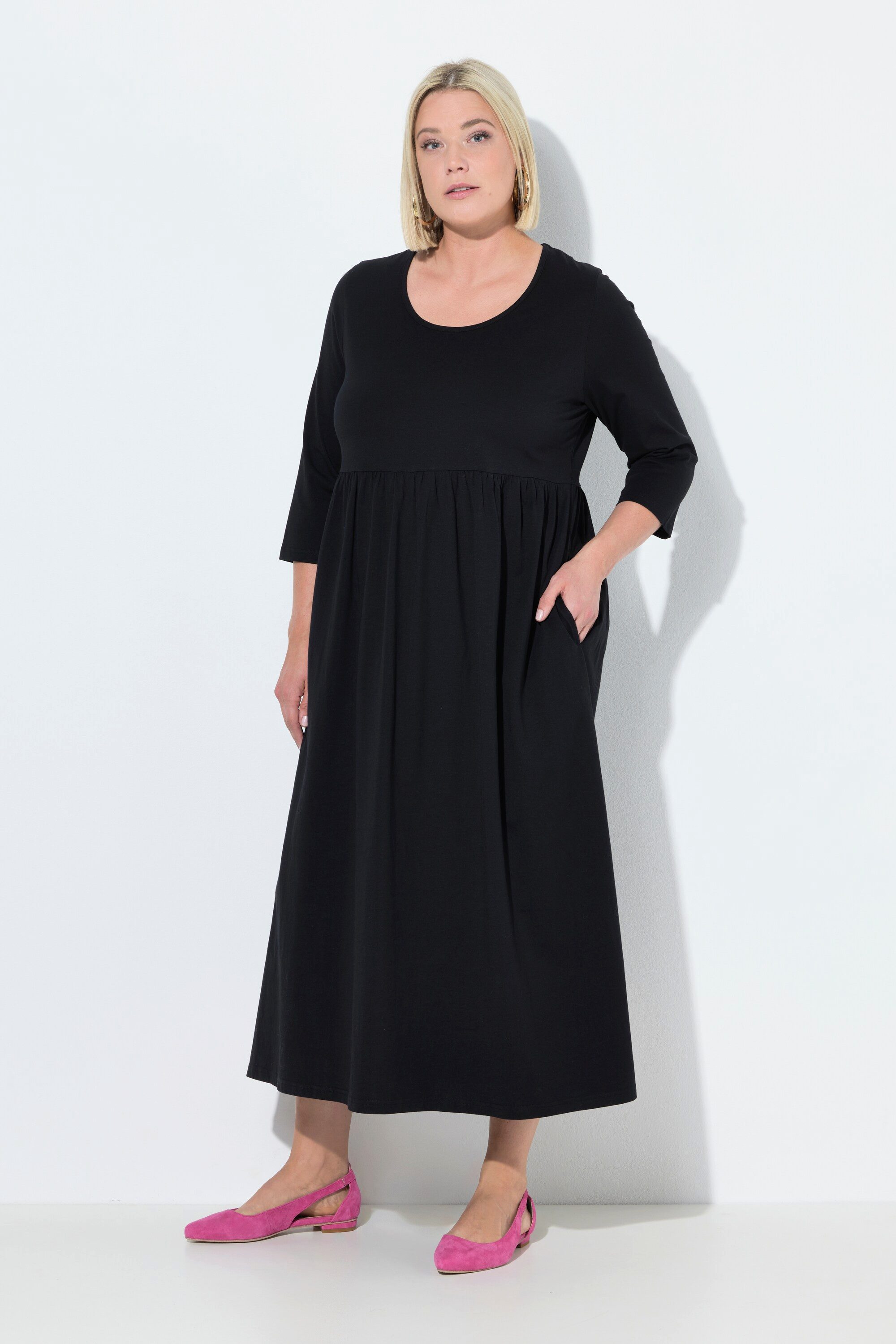Ulla Popken Maxikleid Jersey-Maxikleid A-Linie Rundhals günstig online kaufen