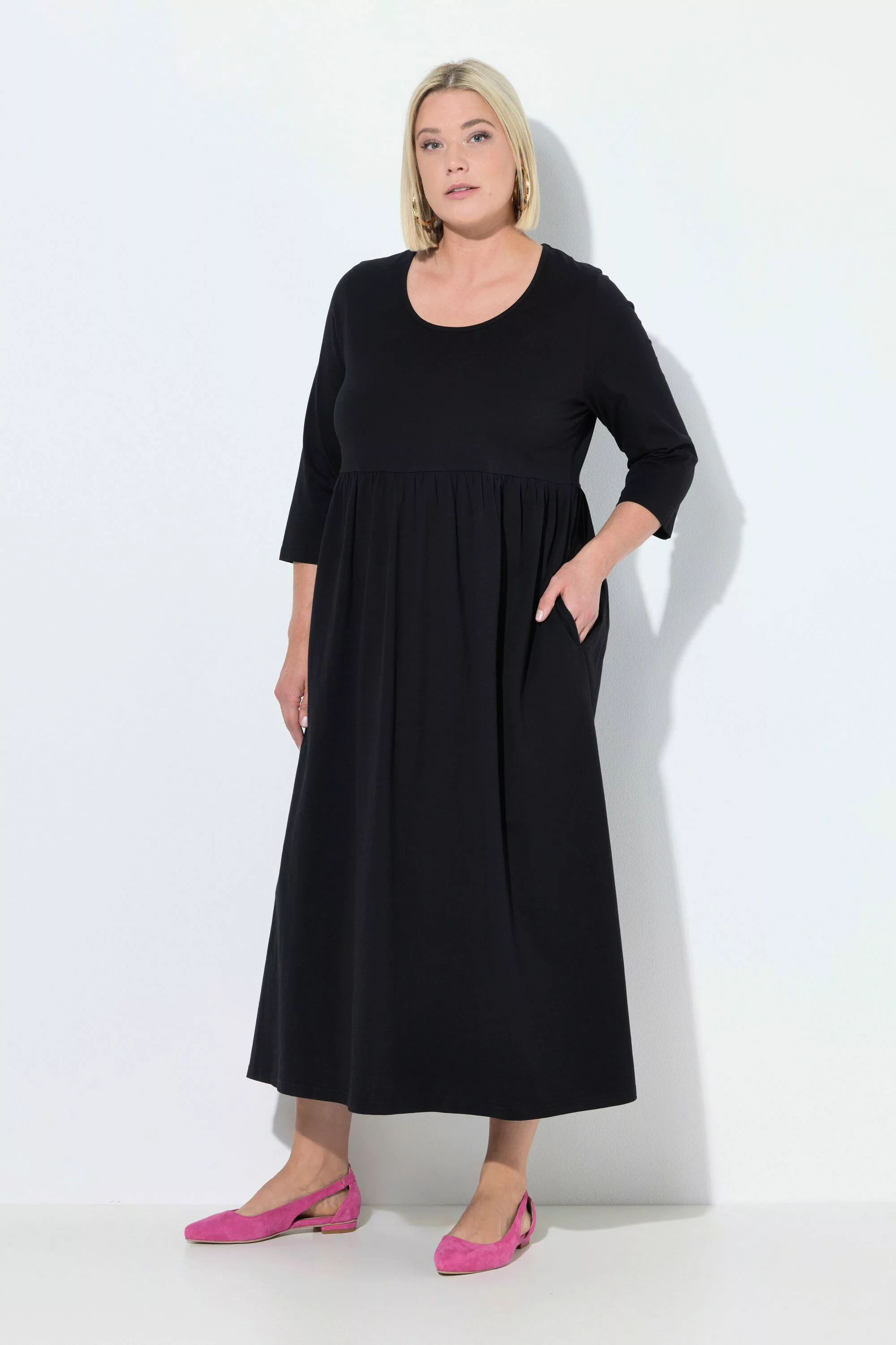 Ulla Popken Maxikleid Jersey-Maxikleid A-Linie Rundhals günstig online kaufen