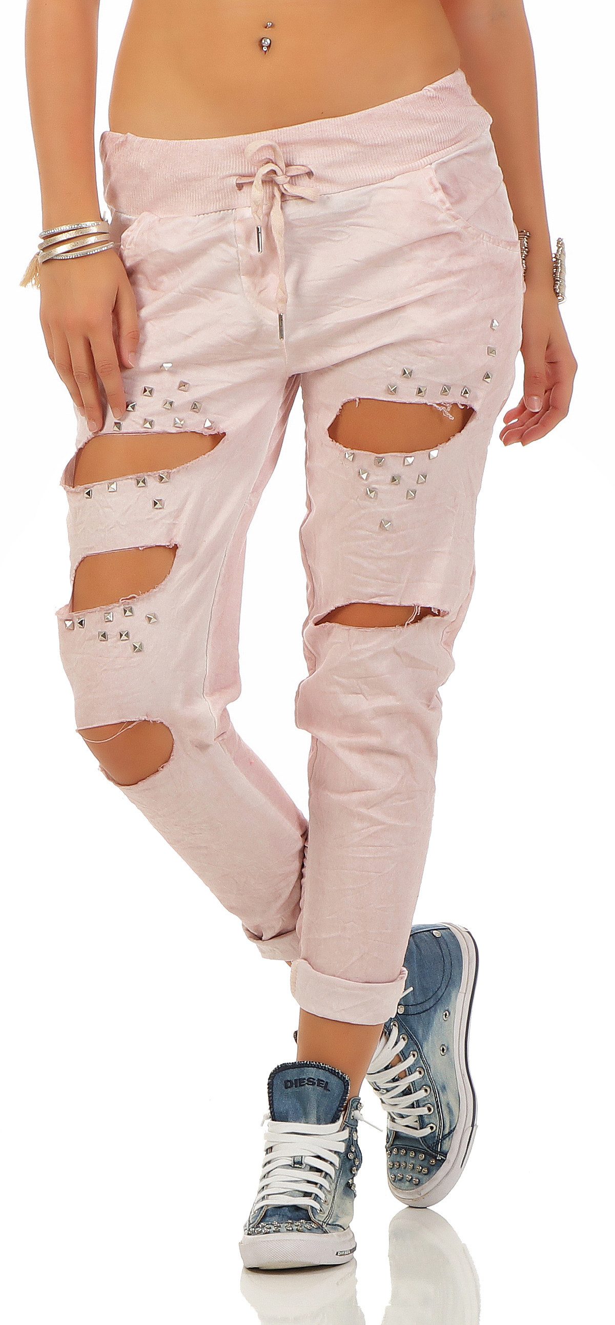 Mississhop Chinohose Trendige Jogger-Hose mit Print günstig online kaufen