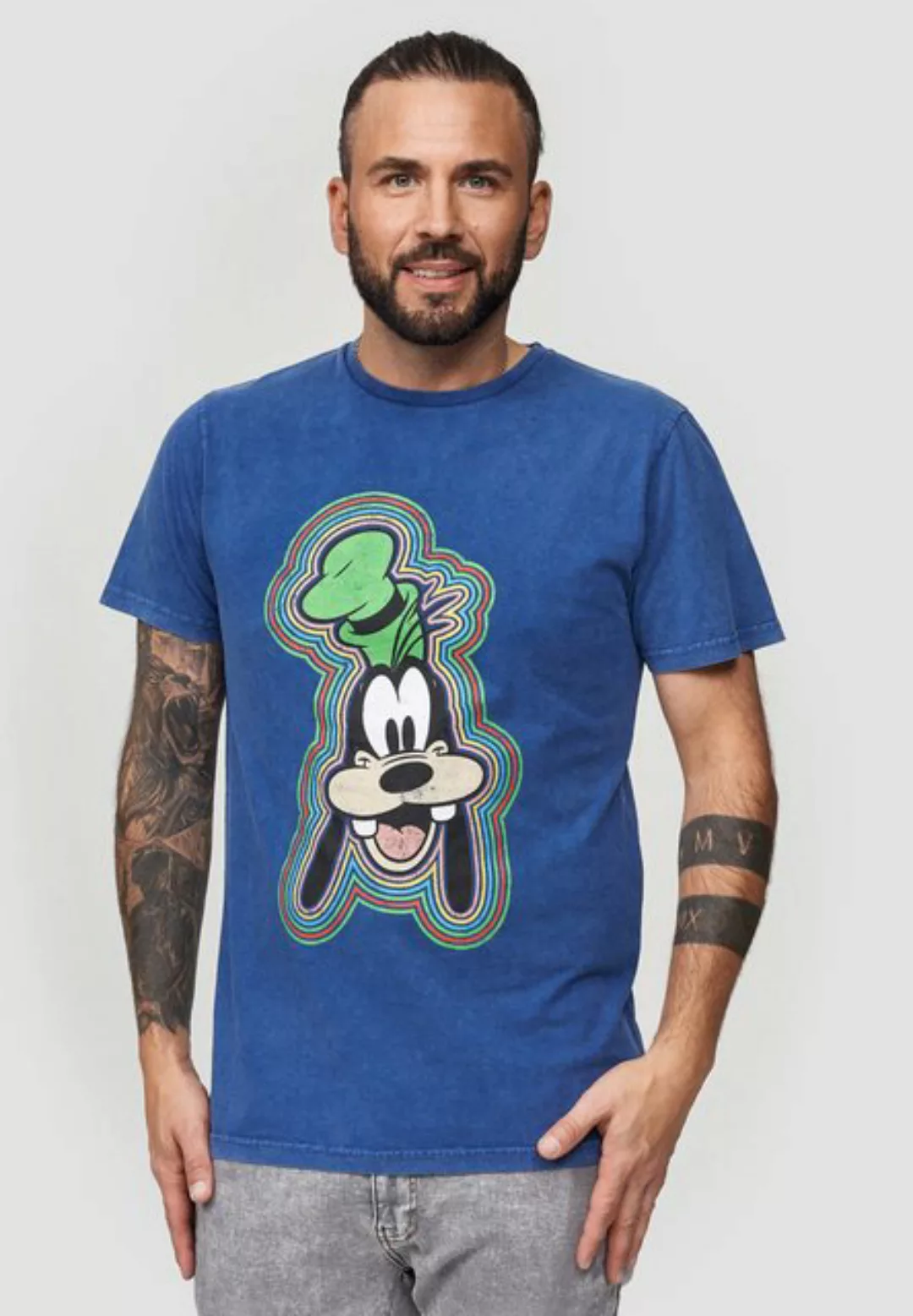 Recovered T-Shirt Disney Goofy Outline GOTS zertifizierte Bio-Baumwolle günstig online kaufen