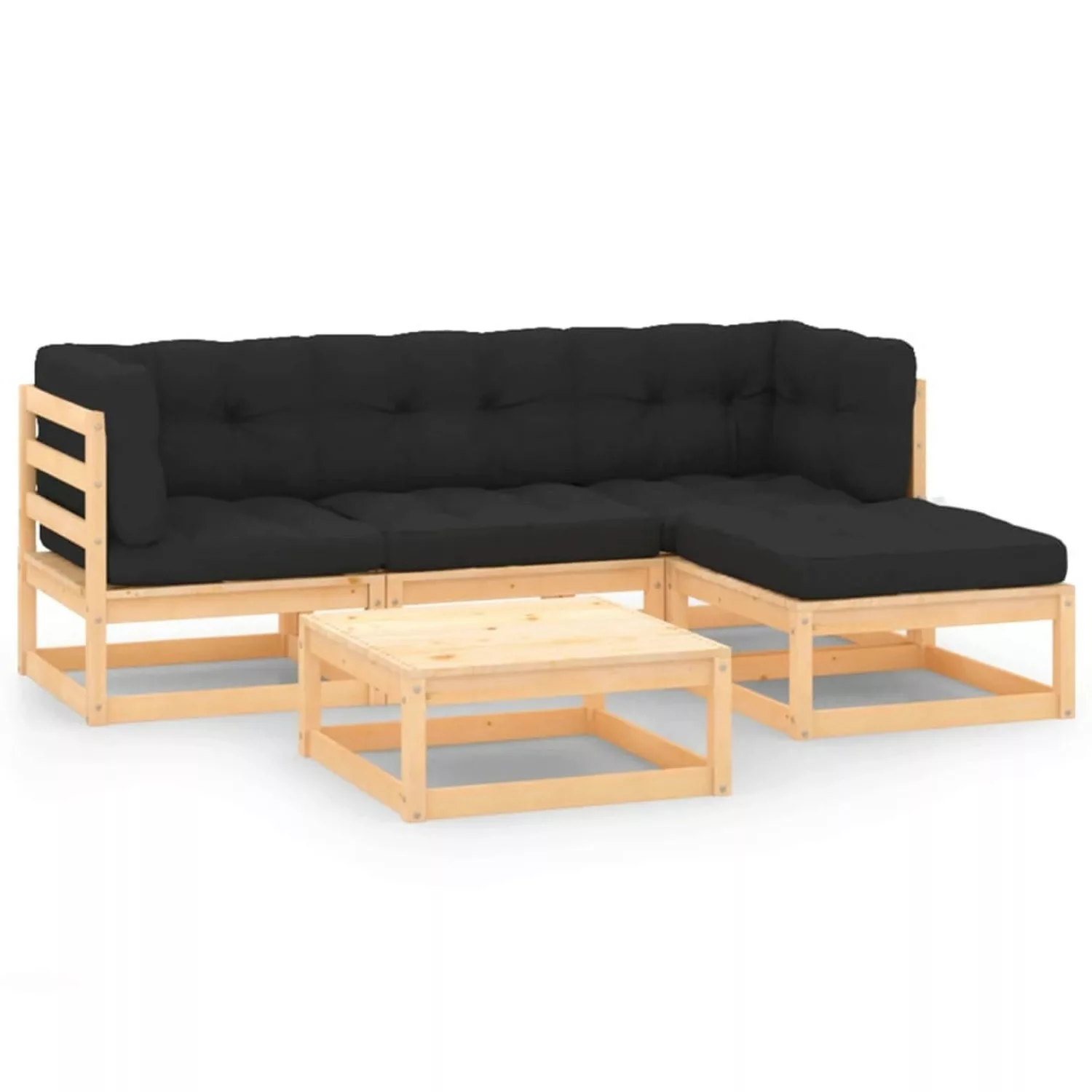 5-tlg. Garten-lounge-set Mit Kissen Massivholz Kiefer günstig online kaufen