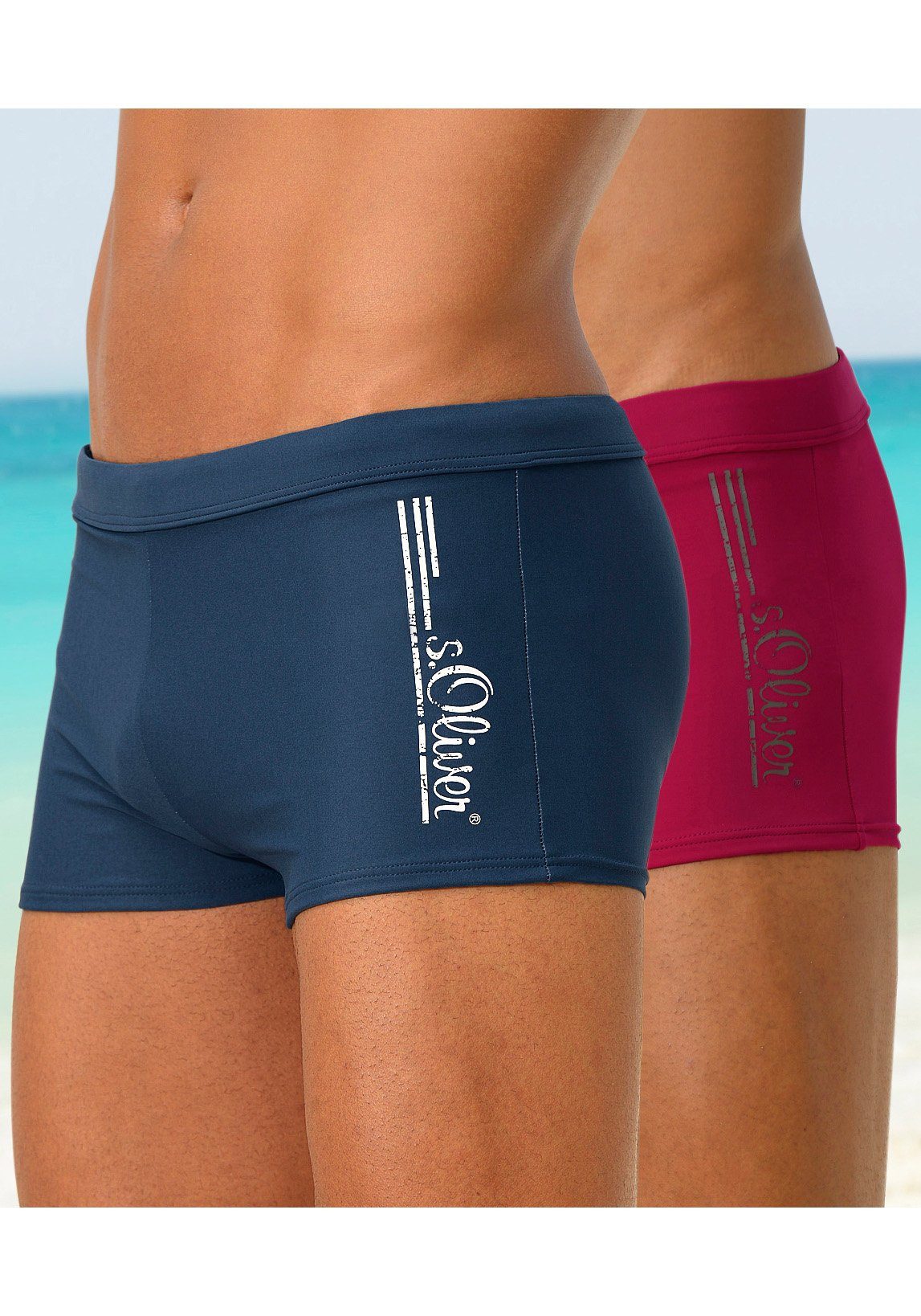 s.Oliver Boxer-Badehose mit Logoschriftzug im coolen günstig online kaufen