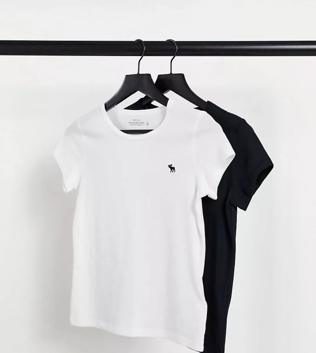 Abercrombie & Fitch – 2er-Pack T-Shirts in verschiedenen Farben-Schwarz günstig online kaufen