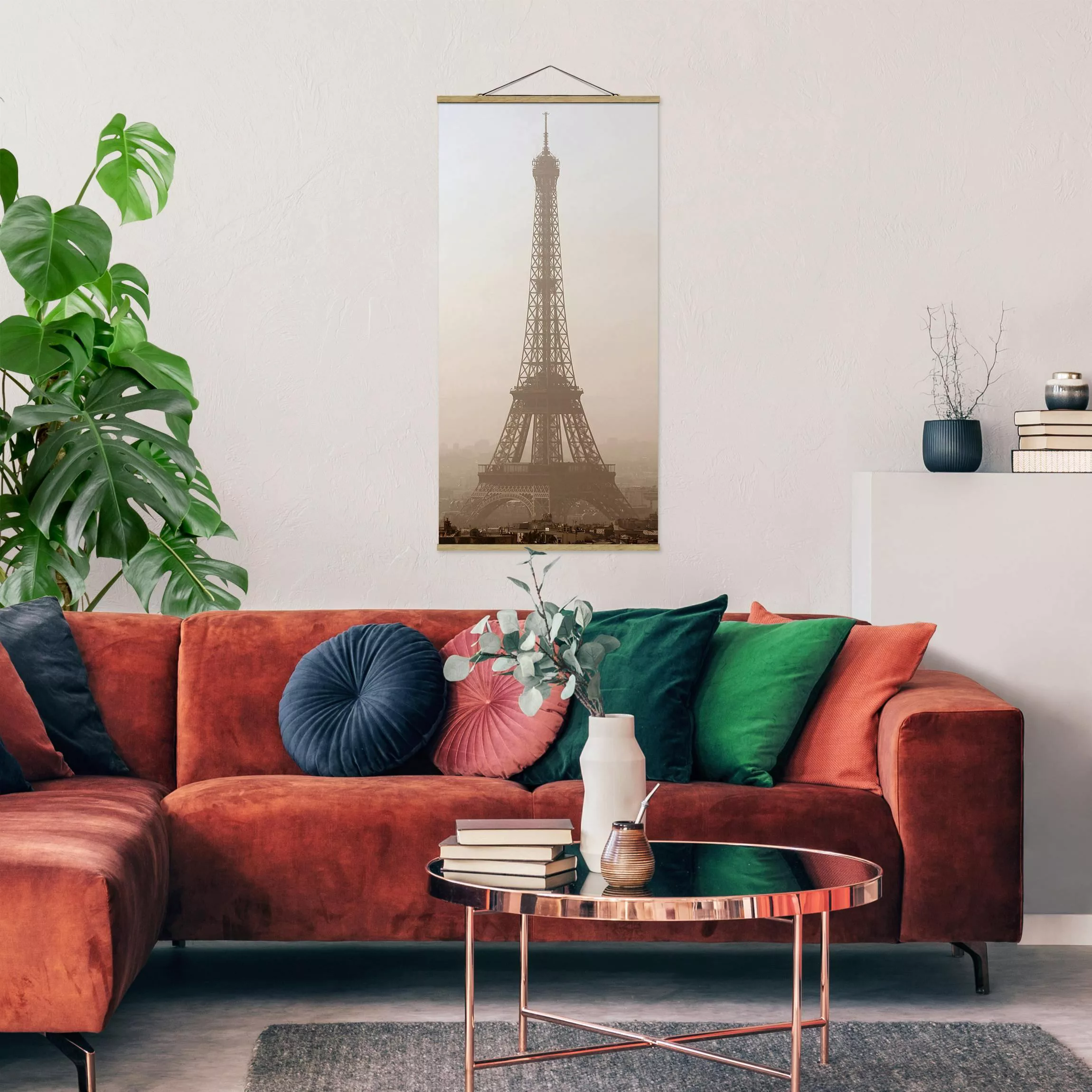 Stoffbild Architektur mit Posterleisten - Hochformat Tour Eiffel günstig online kaufen