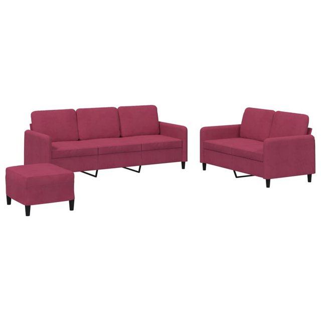 vidaXL Sofa, 3-tlg. Sofagarnitur Weinrot Samt günstig online kaufen