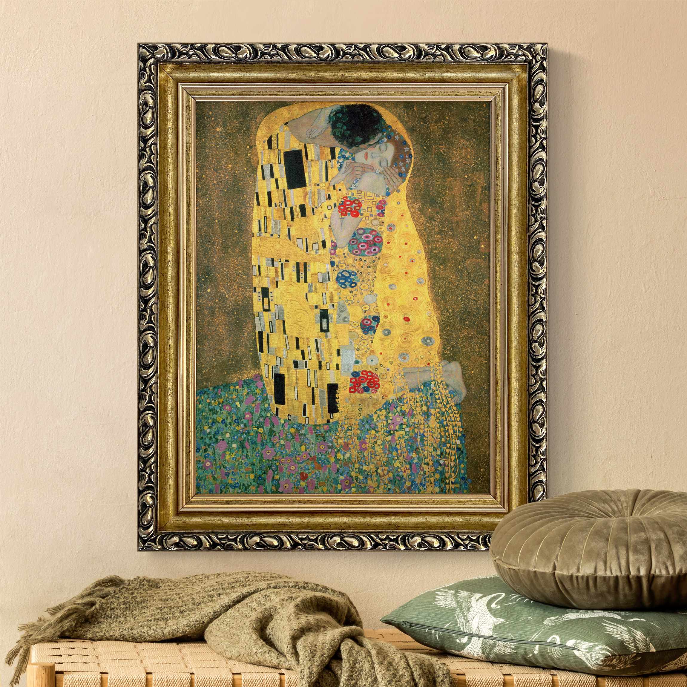 Gerahmtes Leinwandbild Gustav Klimt - Der Kuß günstig online kaufen